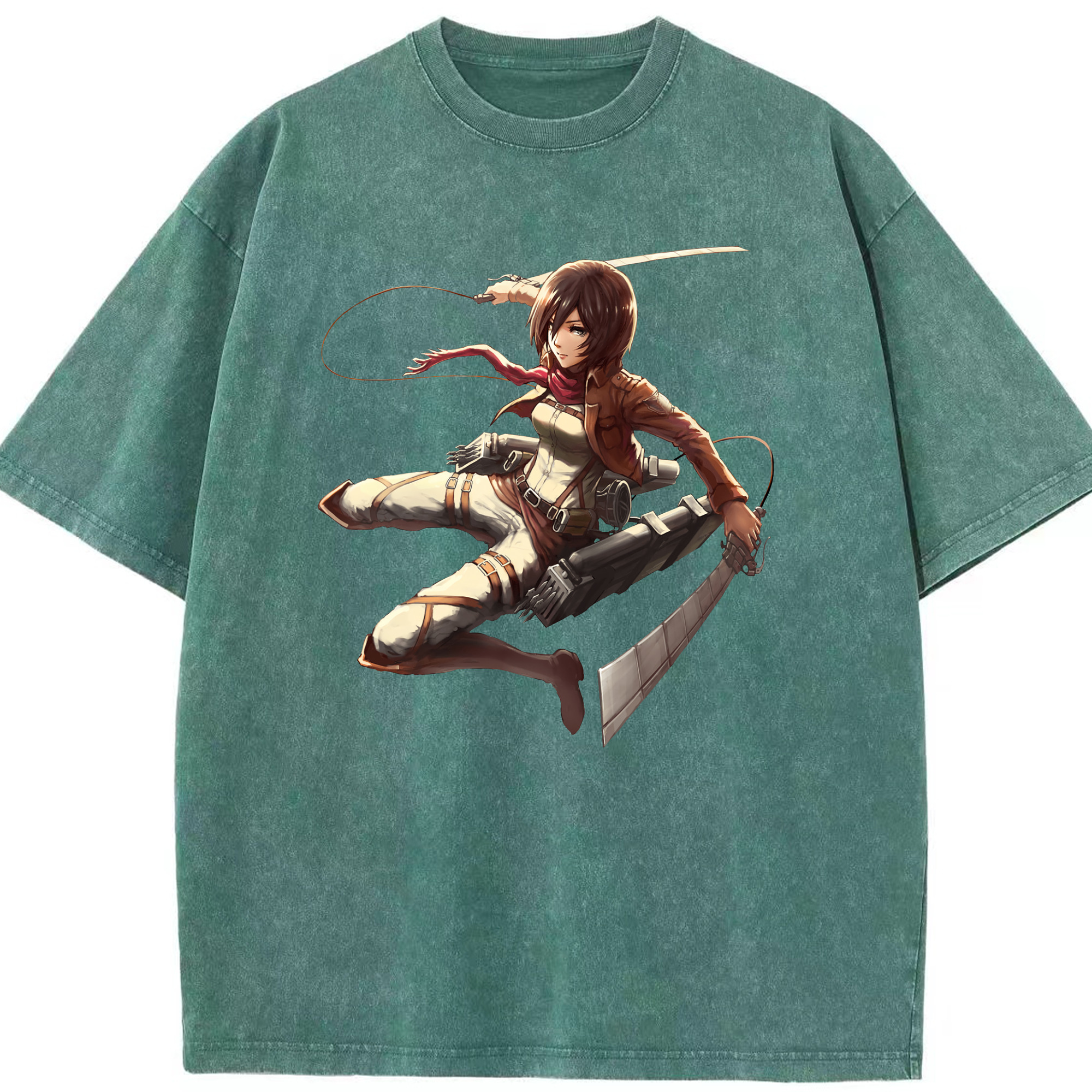 （画像用） 進撃の巨人 ミカサ·アッカーマン Attack on Titan Mikasa Ackerman 綿100% ヴィンテージ風 半袖Tシャツ（フロントプリント）